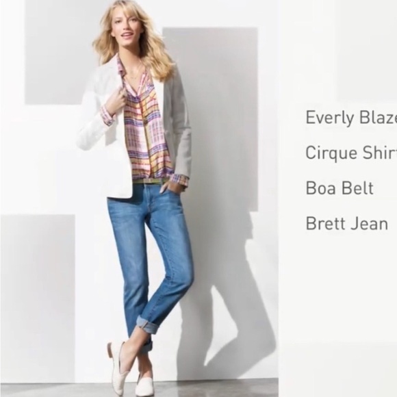 CAbi | Cirque Plaid Top Roll Tab Sleeve Button Up Pockets Soft - Picture 2 of 9